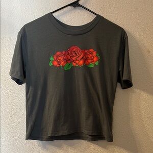 Rebellious One Graphic Tee with Red Roses size XS
